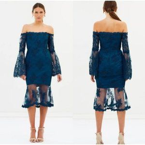 6 Nichol Octavia lace corset Dress blue embroidered Cocktail formal races